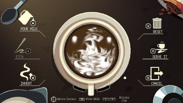 There is a lattè art minigame that I butchered every single time