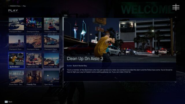 Menu screenshot from the game MindsEye