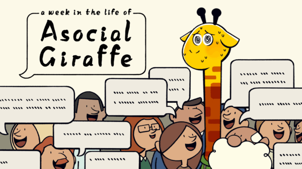 Key Art for the game A Week in the Life of Asocial Giraffe.
