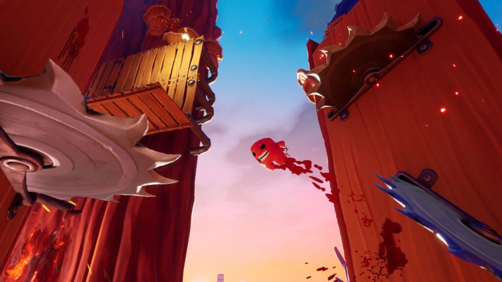 A screenshot from Super Meat Boy 3D