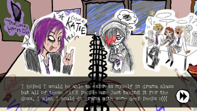 Screenshot from the game I Write Games Not Tragedies