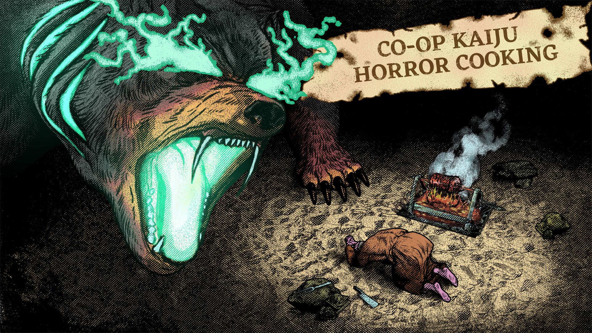 Co-Op Kaiju Horror Cooking Key Art