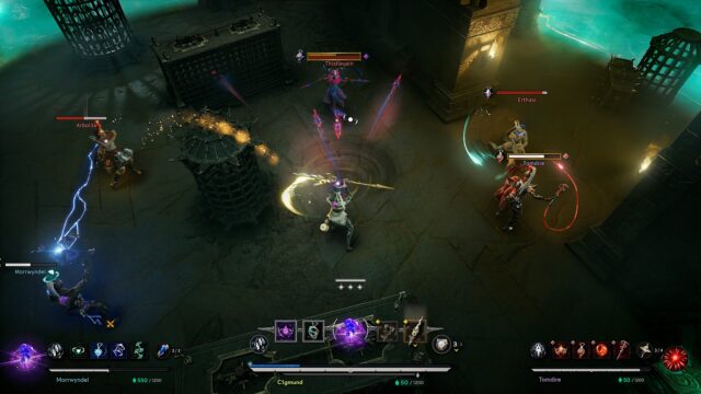 A screenshot from the game Arkheron showing the player character spinning their staff and doing something.