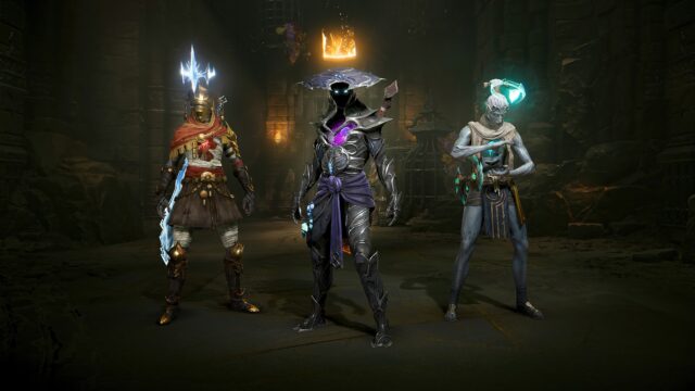 A screenshot of the game Arkheron showing the player characters facing the camera.