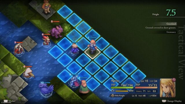 A movement grid from Final Fantasy Tactics - The Ivalice Chronicles