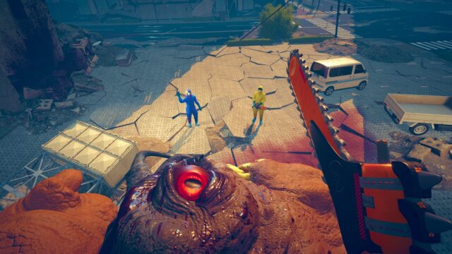 A screenshot from the game Kaiju Cleaner Simulator.
