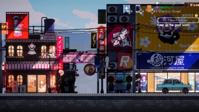 A screenshot from the game Maid Cafe on Electric Street