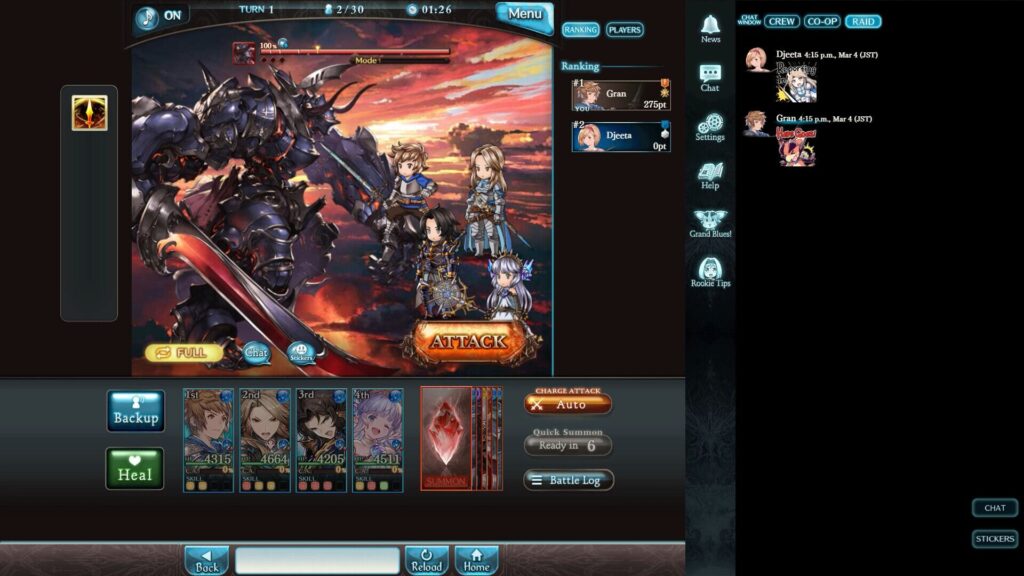 Granblue Fantasy Steam game screenshot