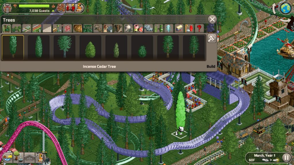 A screenshot from RollerCoaster Tycoon Classic